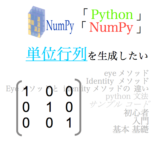 python numpy np unit matrix initialization eye identity